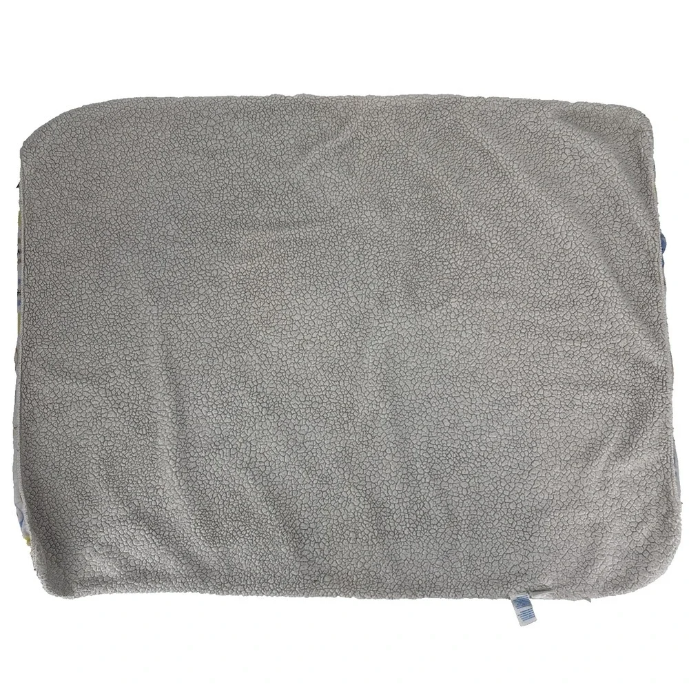 Kidgets Teddy Bear Face & Star Print Baby Blanket Sherpa Lovey White Blue Yellow